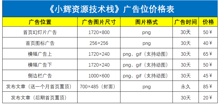 图片[1] | 广告合作 | 小辉资源技术栈